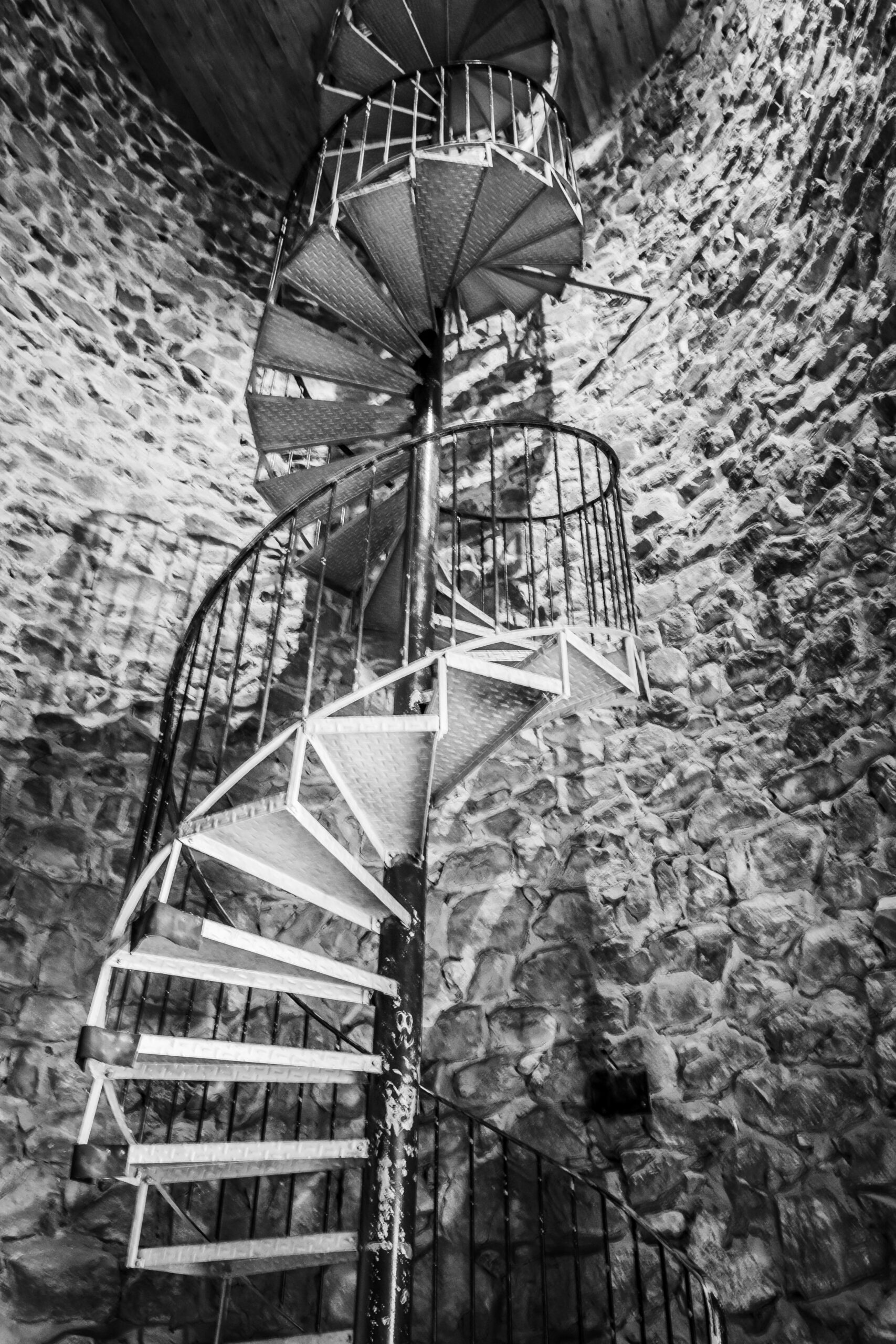 Escalier en colimaçon, photo noir et blanc